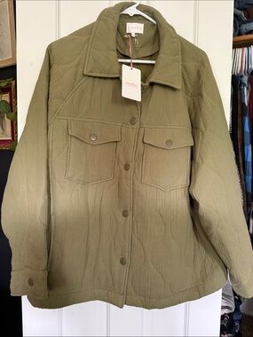 Olive Green Quilted Utility Jacket